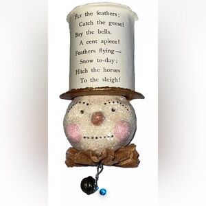 Christmas Vintage Snowman Brooch with bell.